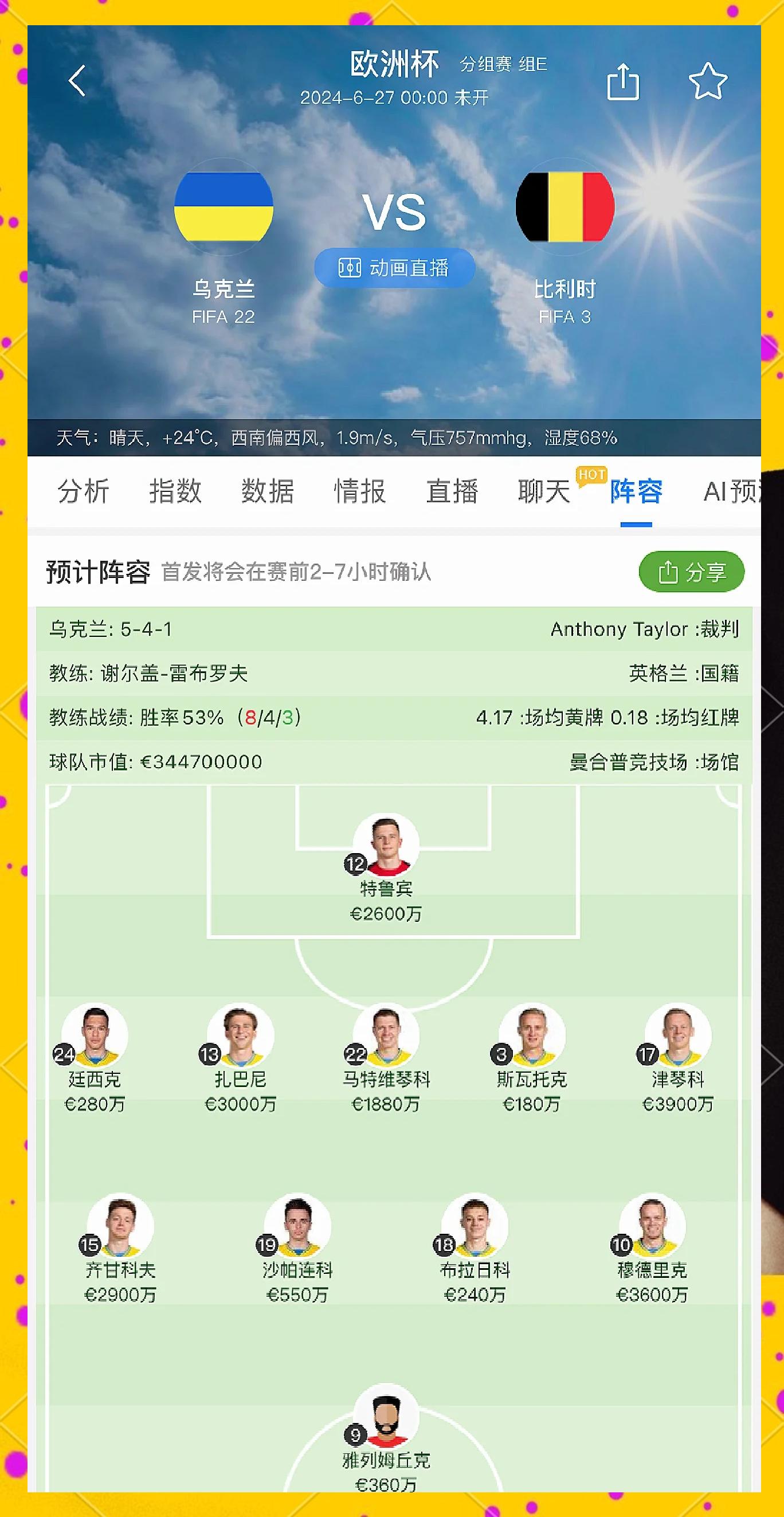 波兰与乌克兰对决，胜者将跻身下一轮
